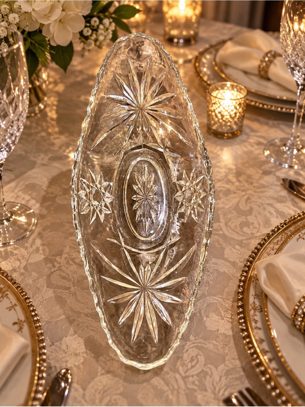 Vintage Clear Pressed Glass Dish